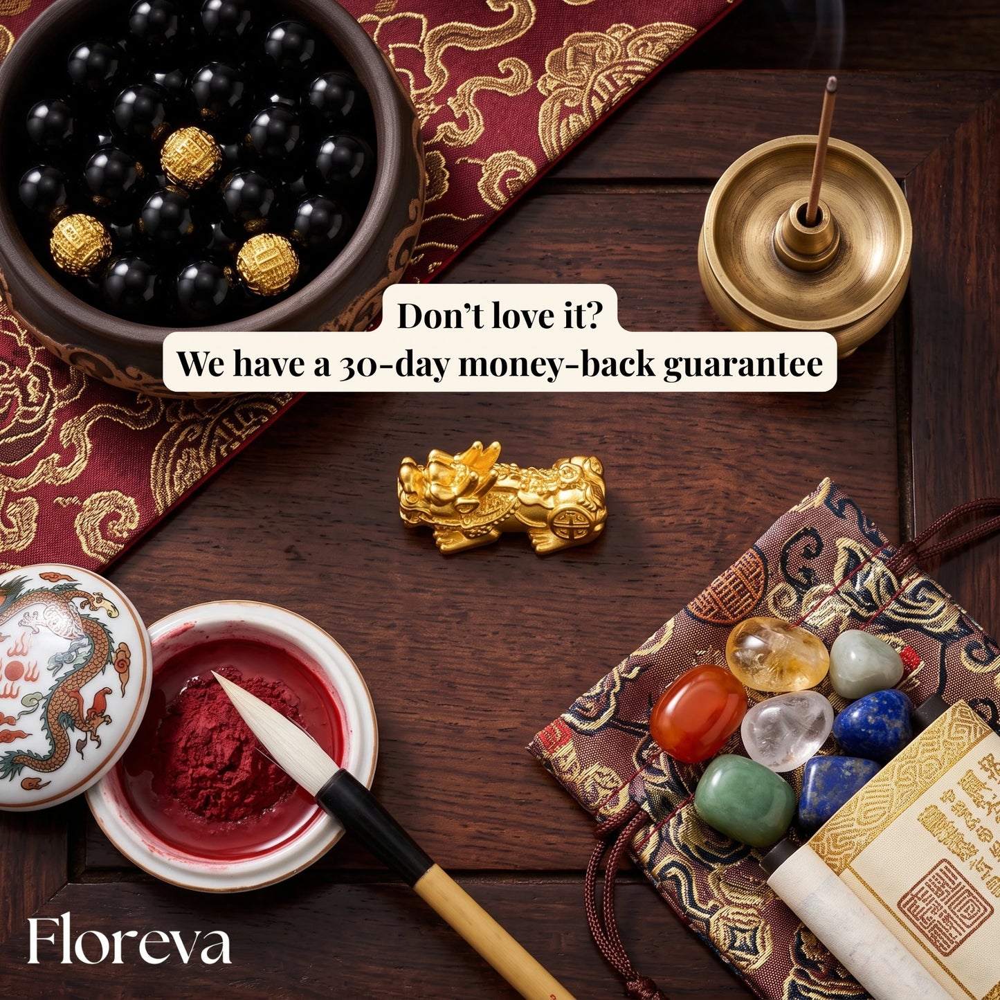 Floreva™ Blessed Pixiu Bracelet - Obsidian & Gold-Plate